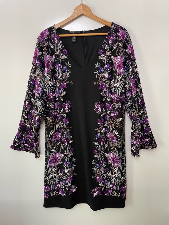 INC International Concepts Dresses & Skirts - INC Women's Purple & Black Floral Knit Shift Dress, size 3X